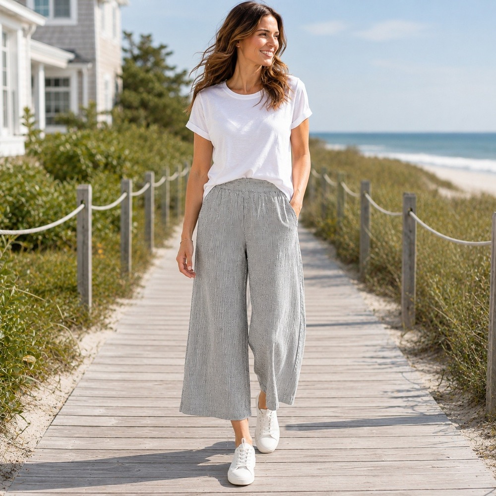Max Studio Gray Wide-Leg Cropped Pants